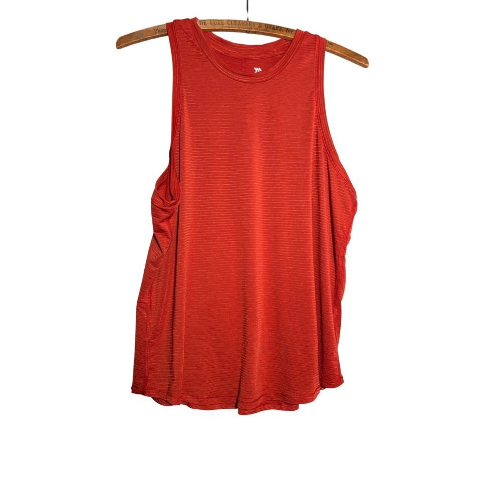 All in Motion Womens Red Orange Striped Racerback Activewear Tank Top Size M